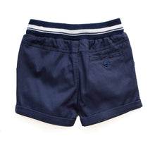 Load image into Gallery viewer, Black And Navy Striped Rib Waist Shorts