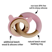 Load image into Gallery viewer, Wood + Silicone Disc & Ring Teether