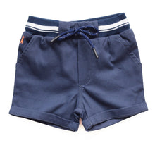 Load image into Gallery viewer, Black And Navy Striped Rib Waist Shorts