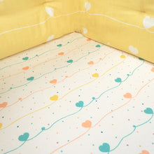 Load image into Gallery viewer, Yellow Hearts Organic Fitted Cot Sheet