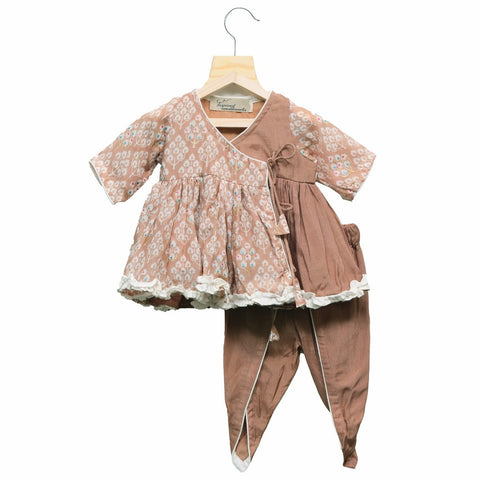 Floral Printed Angarakha Style Top with Dhoti