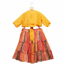 Load image into Gallery viewer, Yellow Top With Jacket and Multicolour Ghagra