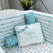 Load image into Gallery viewer, Blue Traffic Jam Mini Cot Bedding Set