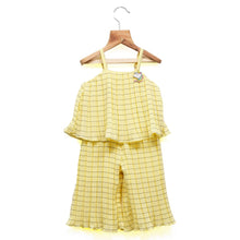 Load image into Gallery viewer, Yellow Striped Cape Style Jumpsuit