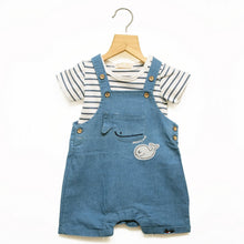 Load image into Gallery viewer, Denim Dungaree With Striped T-shirt