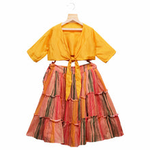 Load image into Gallery viewer, Yellow Top With Jacket and Multicolour Ghagra