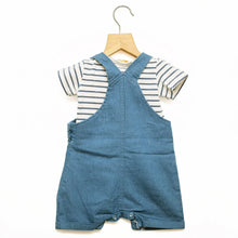 Load image into Gallery viewer, Denim Dungaree With Striped T-shirt