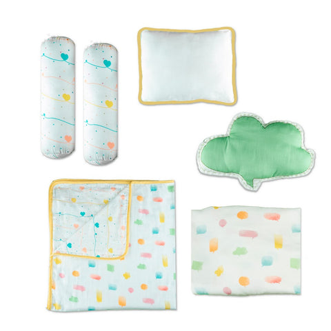 Yellow Lost in Thoughts Organic Cot Bedding Set
