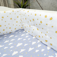 Load image into Gallery viewer, White Stars Organic Cot Bumper