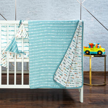 Load image into Gallery viewer, Blue Traffic Jam Organic Summer Blanket