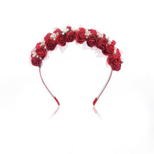 Load image into Gallery viewer, Maroon Flower Tiara Style