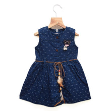 Load image into Gallery viewer, Navy Denim Printed Sleeveless Frock