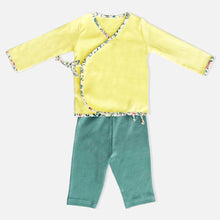 Load image into Gallery viewer, Lime & Lemony Theme Cotton Full Sleeves Jabla With Teal Pant