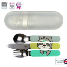 Load image into Gallery viewer, Green Bear Fork, Kinfe & Spoon With Case Cutlery Set