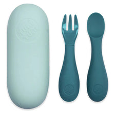 Load image into Gallery viewer, Blue Baby Spoon & Fork set