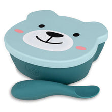 Load image into Gallery viewer, Blue Bear Baby & Toddler Stay Put Suction Bowl with Lid & Spoon