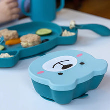 Load image into Gallery viewer, Blue Bear Baby & Toddler Stay Put Suction Bowl with Lid & Spoon