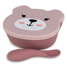 Load image into Gallery viewer, Pink Bear Baby & Toddler Stay Put Suction Bowl With Lid & Spoon
