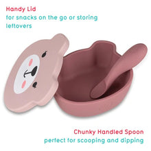 Load image into Gallery viewer, Pink Bear Baby & Toddler Stay Put Suction Bowl With Lid & Spoon