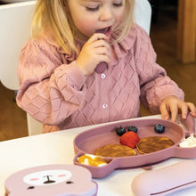 Load image into Gallery viewer, Pink Bear Baby & Toddler Stay Put Suction Bowl With Lid & Spoon