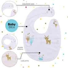 Load image into Gallery viewer, White Multi Printed Muslin Bibs-Pack of 3