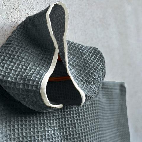 Organic Grey Waffle Hooded Poncho Towel