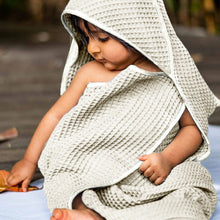 Load image into Gallery viewer, Organic Natural Waffle Hooded Towel Set
