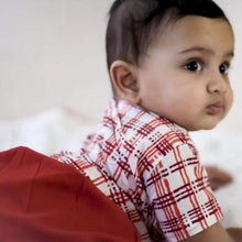 Load image into Gallery viewer, Organic Checks Print Angarakha With Red Pants