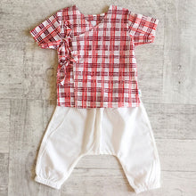 Load image into Gallery viewer, Organic Checks Print Angarakha Top And White Pants