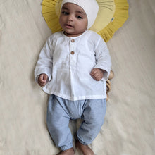 Load image into Gallery viewer, Organic Essential White Kurta And Blue Chambray Pants