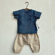 Load image into Gallery viewer, Organic Indigo Check Angarakha With Indigo Raidana Pants