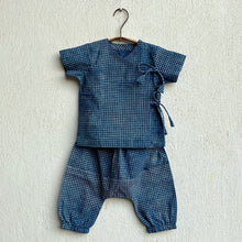 Load image into Gallery viewer, Organic Indigo Check Angarakha With Matching Pant