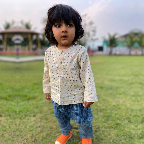 Organic Indigo Raidana Kurta With Indigo Check Pant