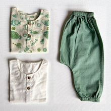 Load image into Gallery viewer, Organic Koi Mint And White Kurta With Mint Pant