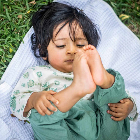 Organic Koi Mint And White Kurta With Mint Pant