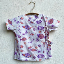 Load image into Gallery viewer, Organic Koi Peach Print Angrakha Top With Pants