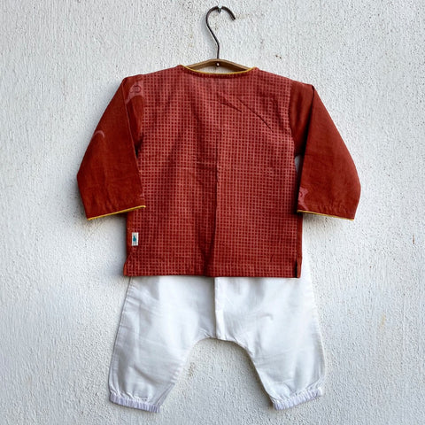 Organic Madder Kurta And White Pants