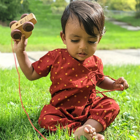 Organic Madder Raidana Printed Angrakha Top With Pants