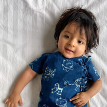Load image into Gallery viewer, Organic Zoo Print Indigo Angarakha Top And White Pants