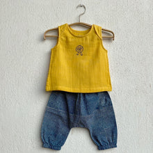 Load image into Gallery viewer, Organic Yellow Jhabla With Indigo Check Pants