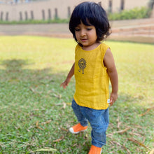 Load image into Gallery viewer, Organic Yellow Jhabla With Indigo Check Pants