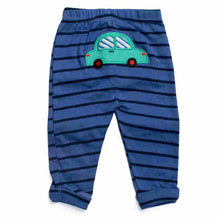 Load image into Gallery viewer, Blue Striped Lounge Pants With Car Applique Work