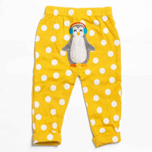 Load image into Gallery viewer, Mustard Polka Dot Lounge Pants With Penguin Applique Work