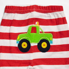 Load image into Gallery viewer, Red & White Lounge Pants With Car Applique Work