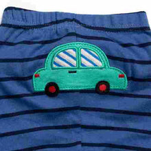 Load image into Gallery viewer, Blue Striped Lounge Pants With Car Applique Work