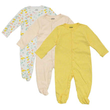 Load image into Gallery viewer, Yellow Polka Dots Printed Footsie With Folded Mittens- Pack Of 3
