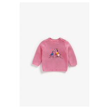 Load image into Gallery viewer, Pink Zebra Embroidery And Pom Pom Sweater