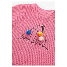 Load image into Gallery viewer, Pink Zebra Embroidery And Pom Pom Sweater