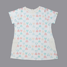 Load image into Gallery viewer, White Heart Printed Half Sleeves Dress