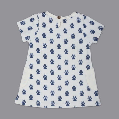 White Paws Printed Half Sleeves Dress